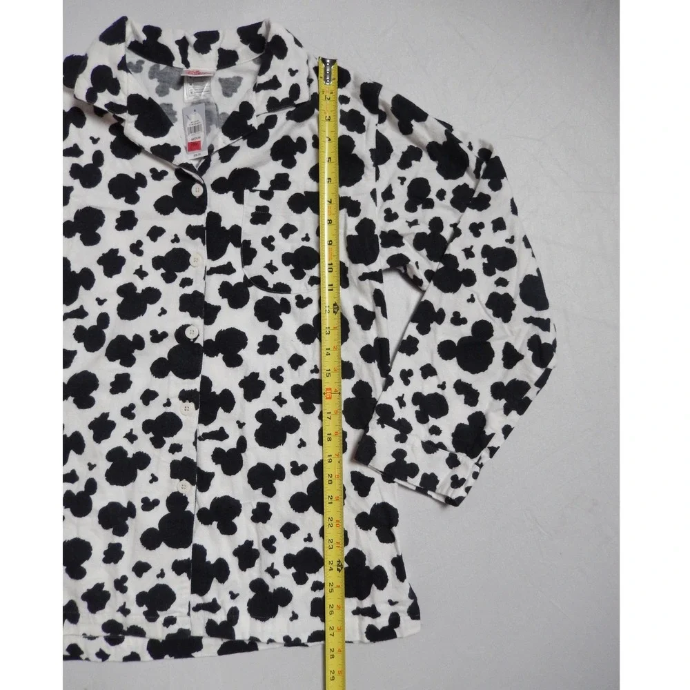 Disney Store Mickey Mouse Flannel Pajama Top Button Down White Black Medium NWT - Picture 4 of 5